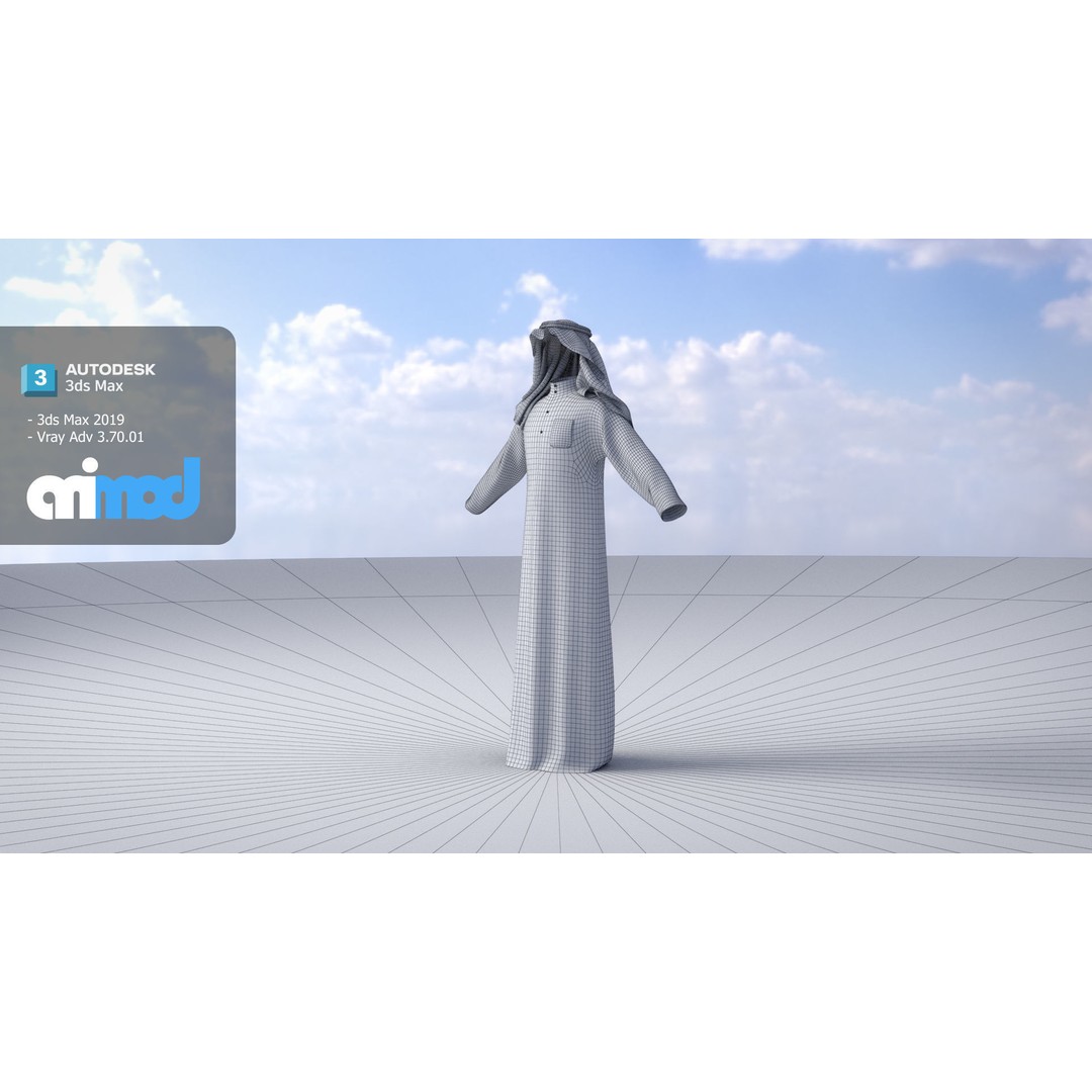 Middle Eastern Male Clothing 3D Model – Traditional Character Asset, FBX - View 9