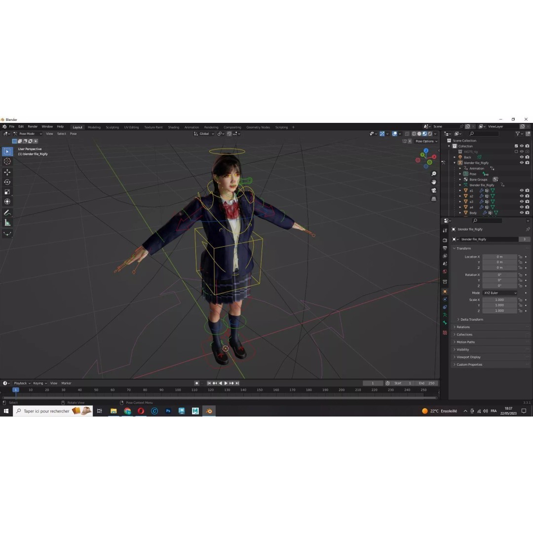 Sakura Kurohana 3D Model – Low Poly Rigged Character, FBX - View 17