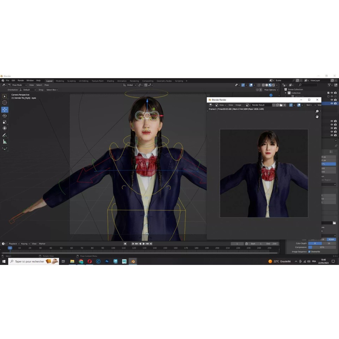 Sakura Kurohana 3D Model – Low Poly Rigged Character, FBX - View 19
