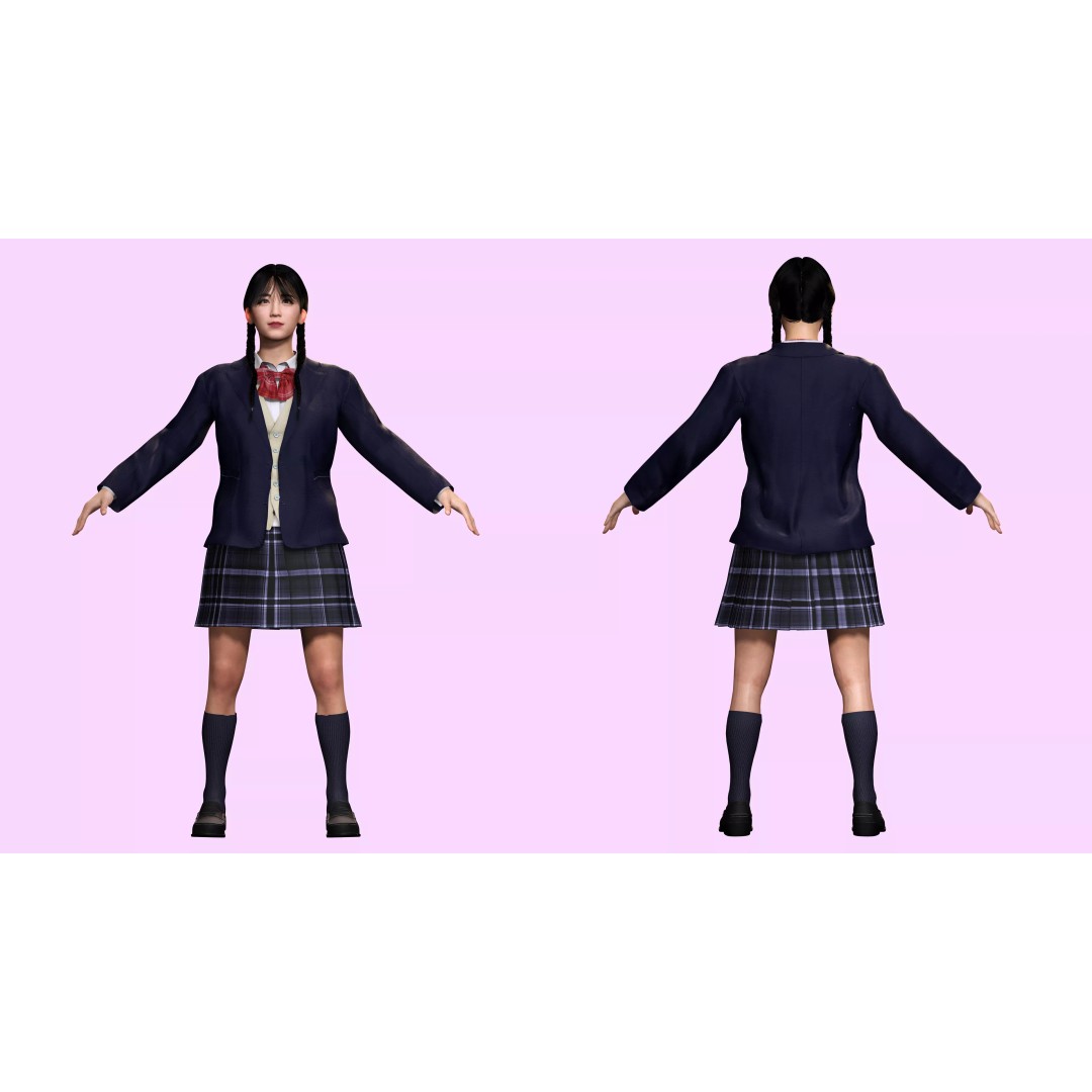 Sakura Kurohana 3D Model – Low Poly Rigged Character, FBX - View 3