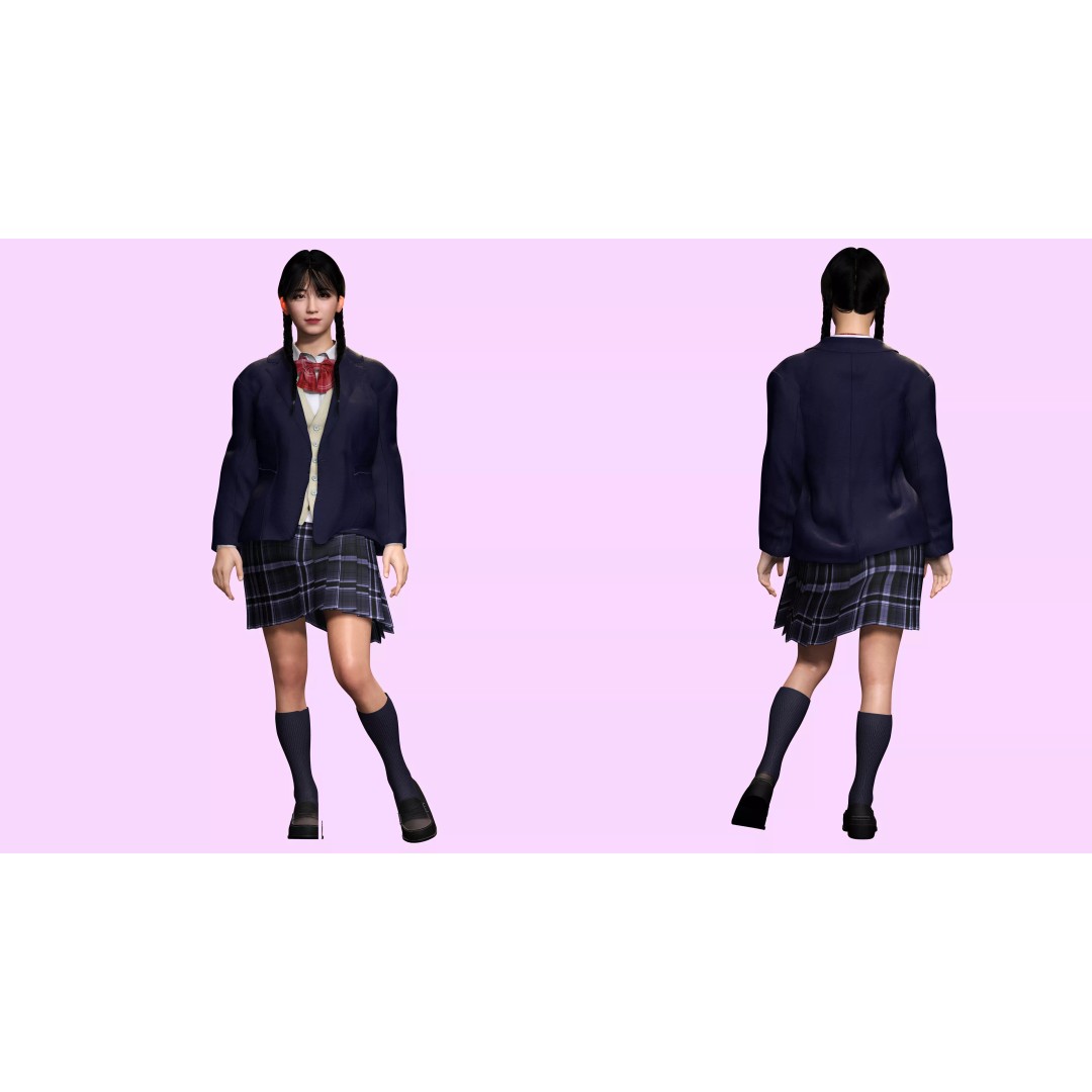 Sakura Kurohana 3D Model – Low Poly Rigged Character, FBX - View 4