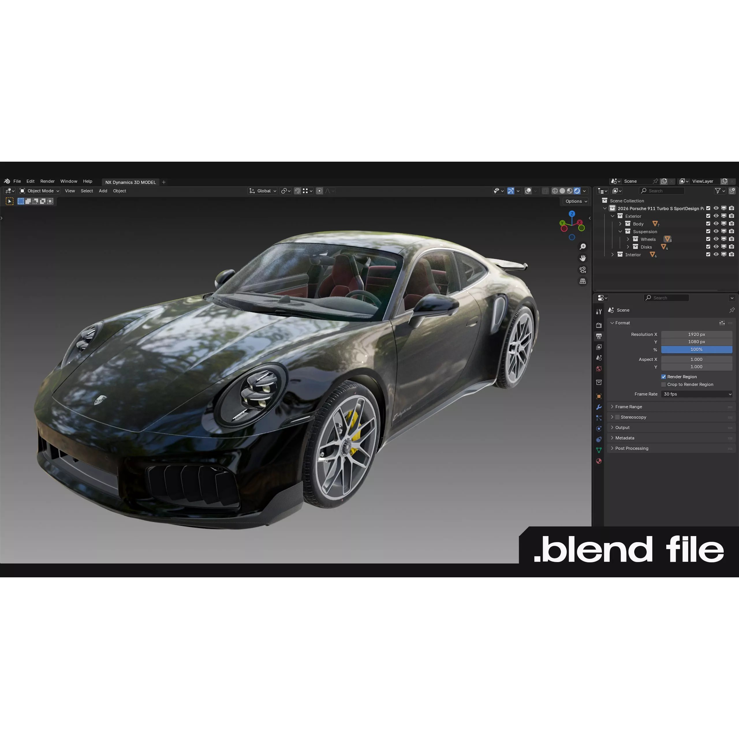 2026 Porsche 911 Turbo S - High-Quality 3D Model - View 30