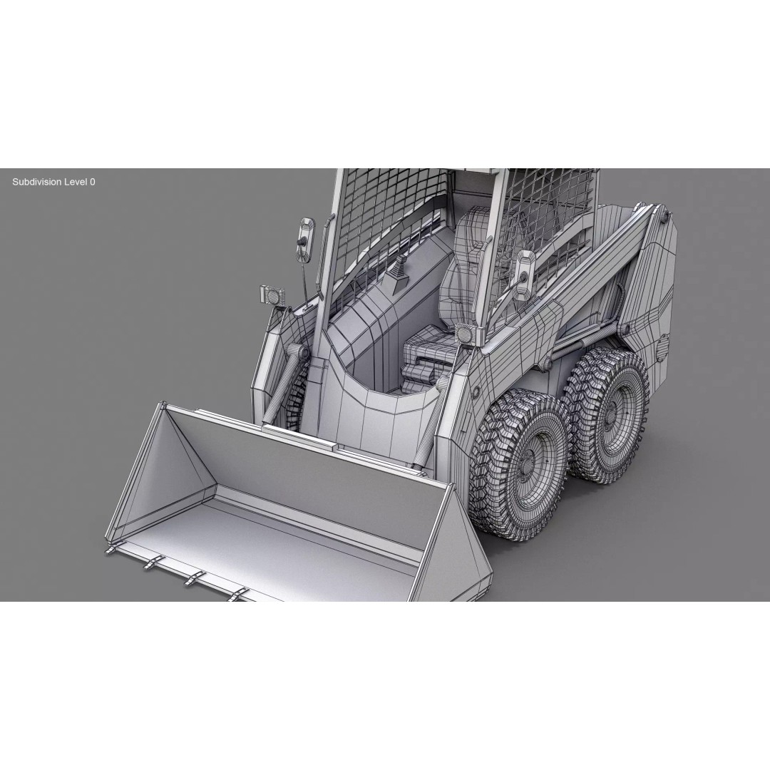 Skid Steer Loader 3D Model – High Poly Industrial Vehicle, FBX