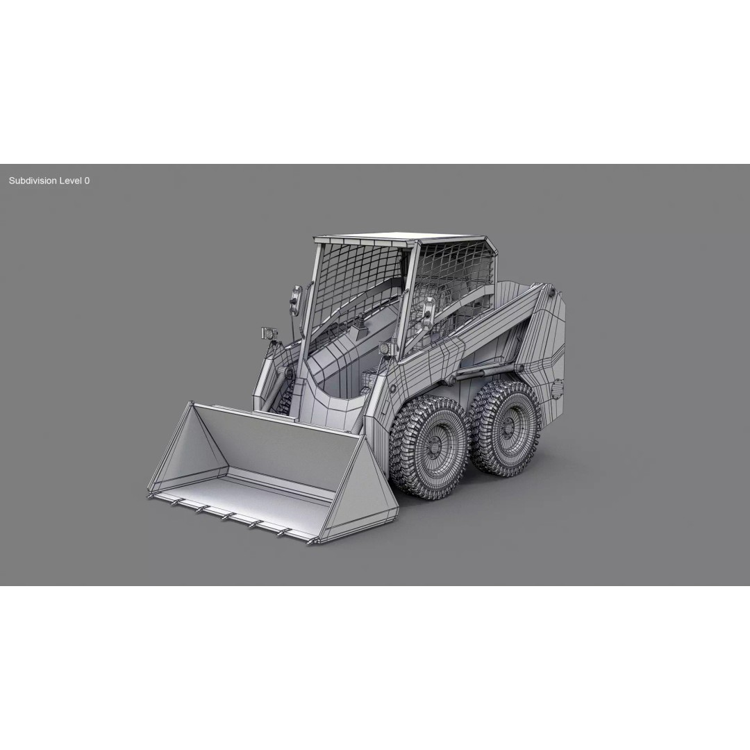 Skid Steer Loader 3D Model – High Poly Industrial Vehicle, FBX - View 28