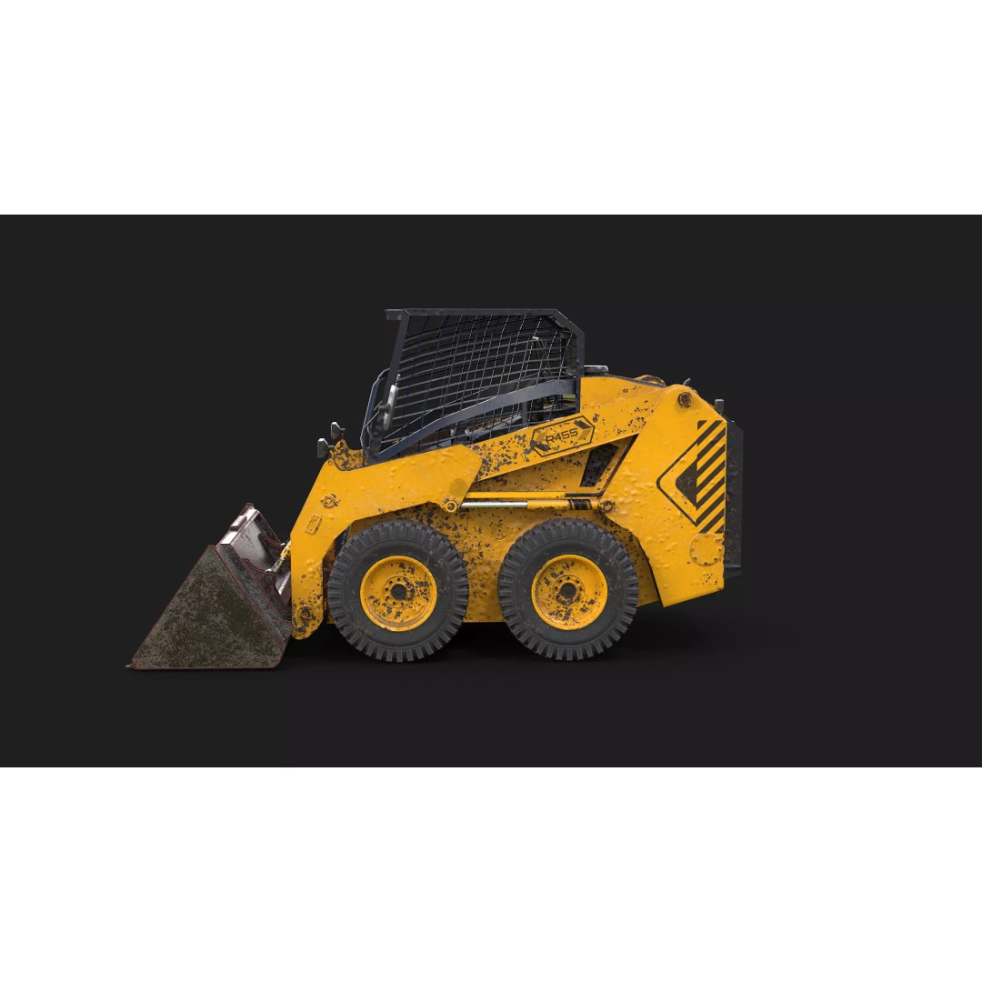 Skid Steer Loader 3D Model – High Poly Industrial Vehicle, FBX - View 3