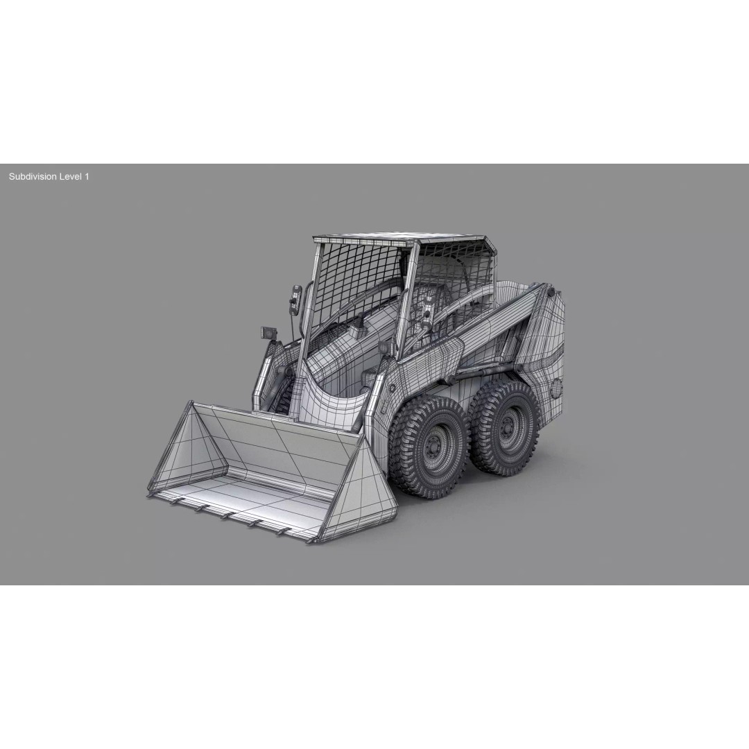 Skid Steer Loader 3D Model – High Poly Industrial Vehicle, FBX - View 30