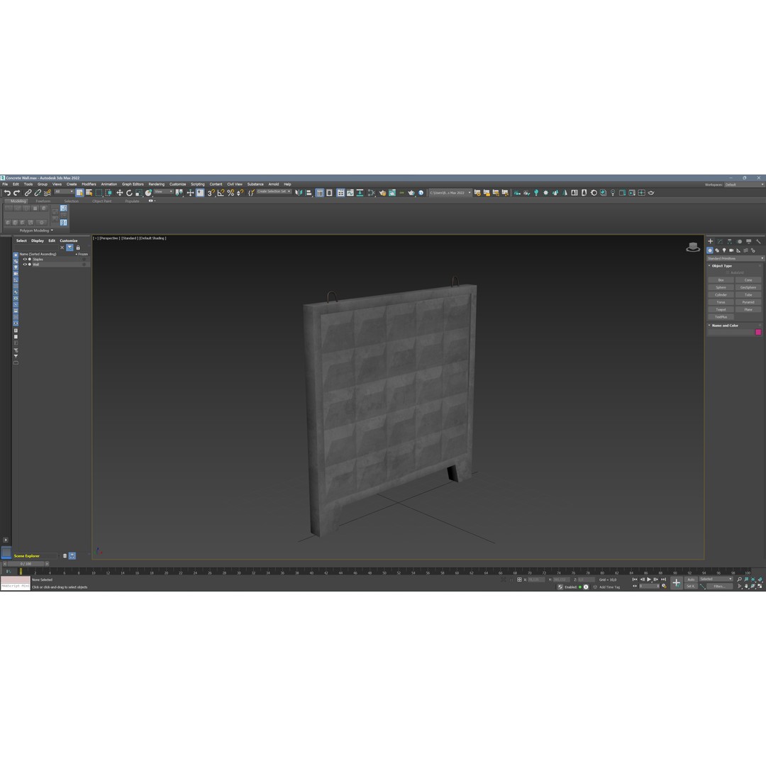 Concrete Wall 3D Model – PBR Textured Asset, FBX, Game Ready - View 14