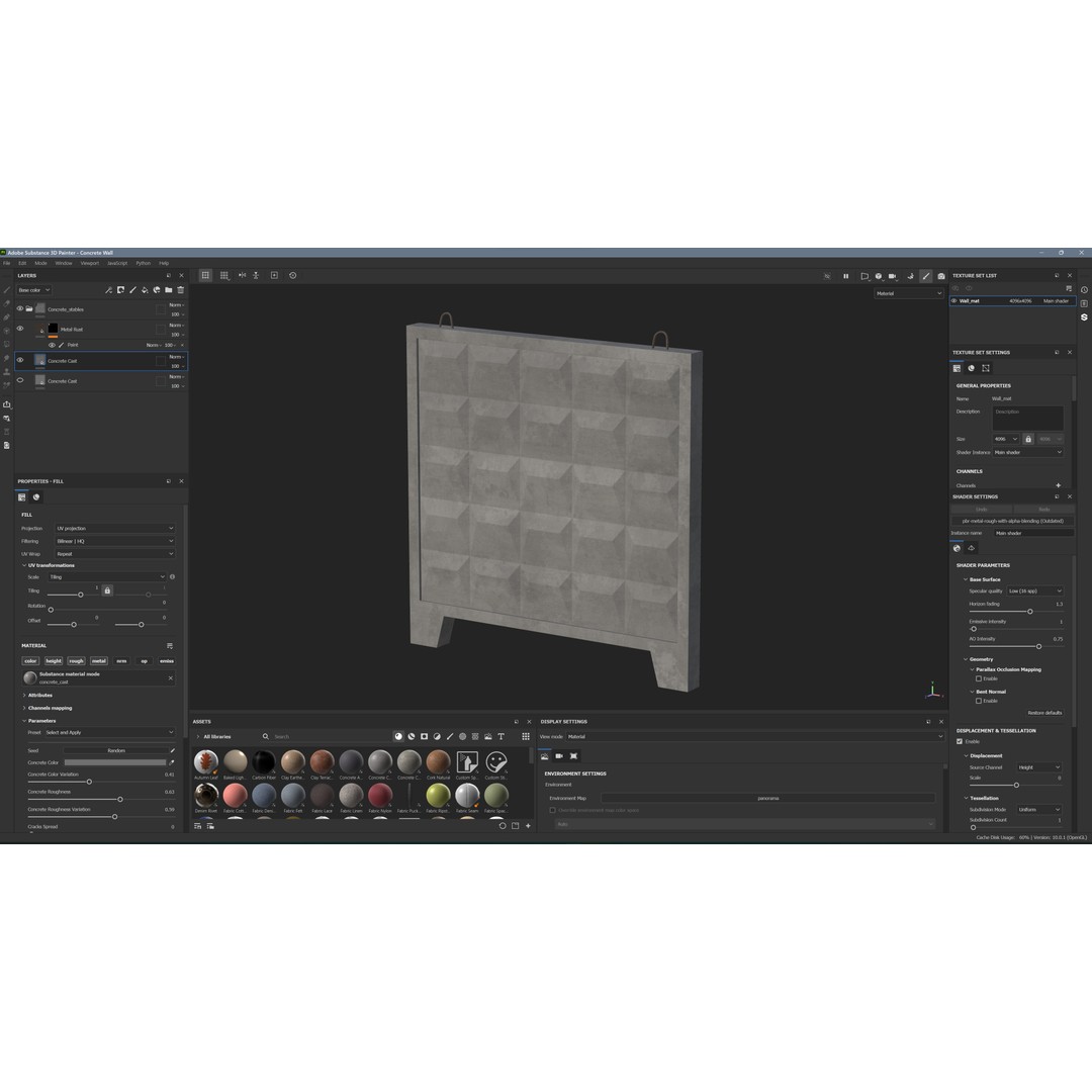 Concrete Wall 3D Model – PBR Textured Asset, FBX, Game Ready - View 15
