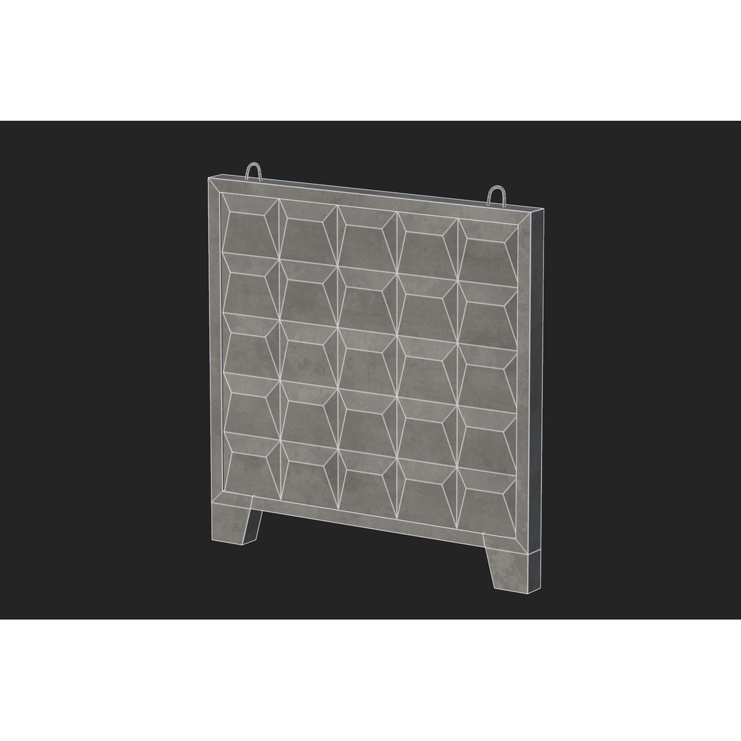 Concrete Wall 3D Model – PBR Textured Asset, FBX, Game Ready - View 16