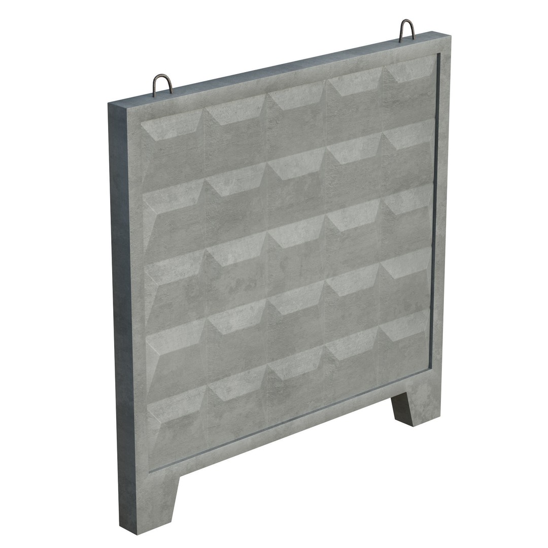 Concrete Wall 3D Model – PBR Textured Asset, FBX, Game Ready - View 3