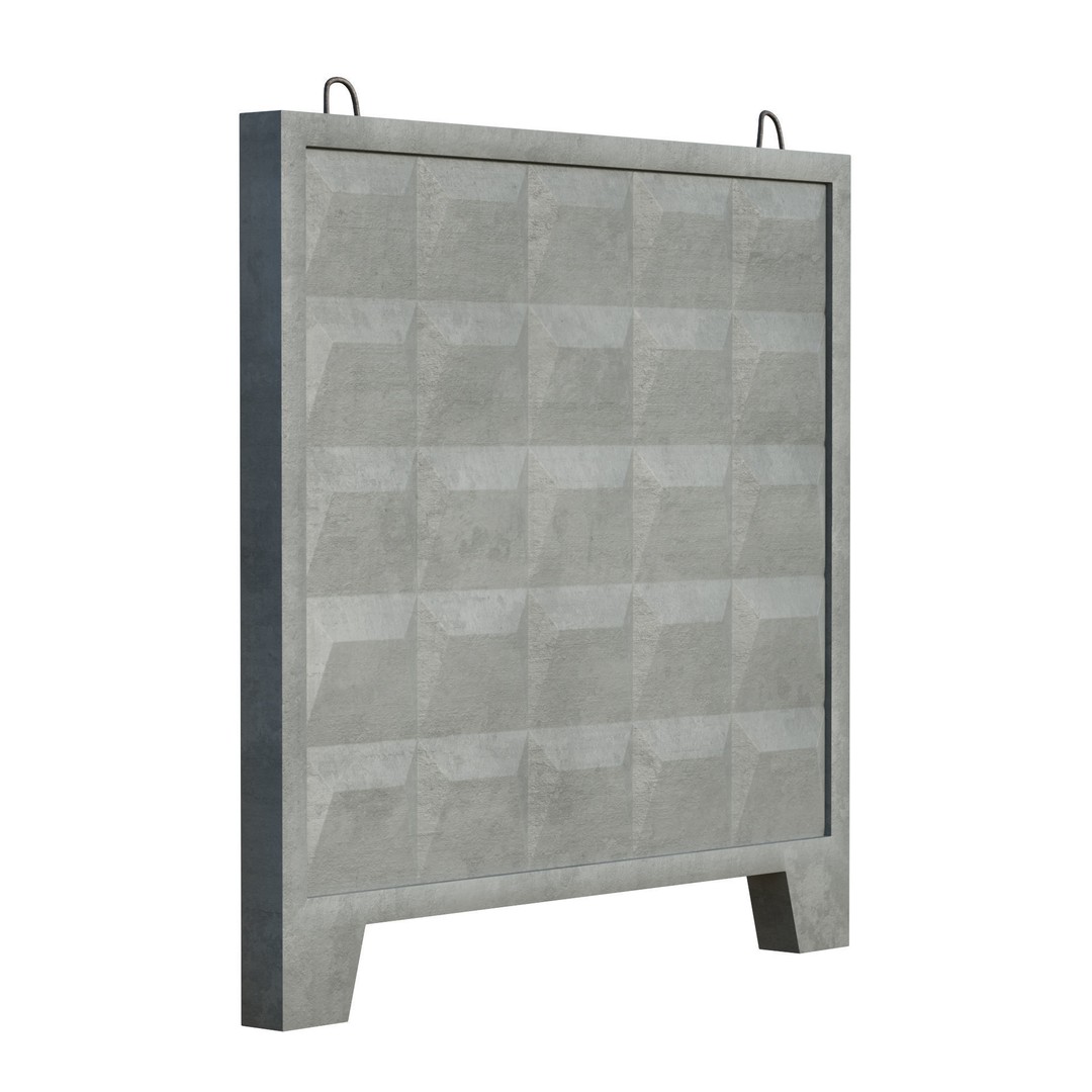 Concrete Wall 3D Model – PBR Textured Asset, FBX, Game Ready - View 4