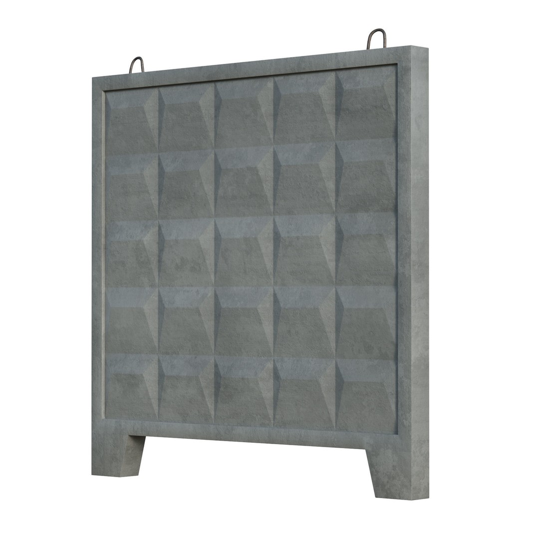 Concrete Wall 3D Model – PBR Textured Asset, FBX, Game Ready - View 6