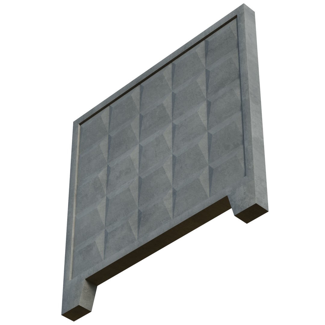 Concrete Wall 3D Model – PBR Textured Asset, FBX, Game Ready - View 7