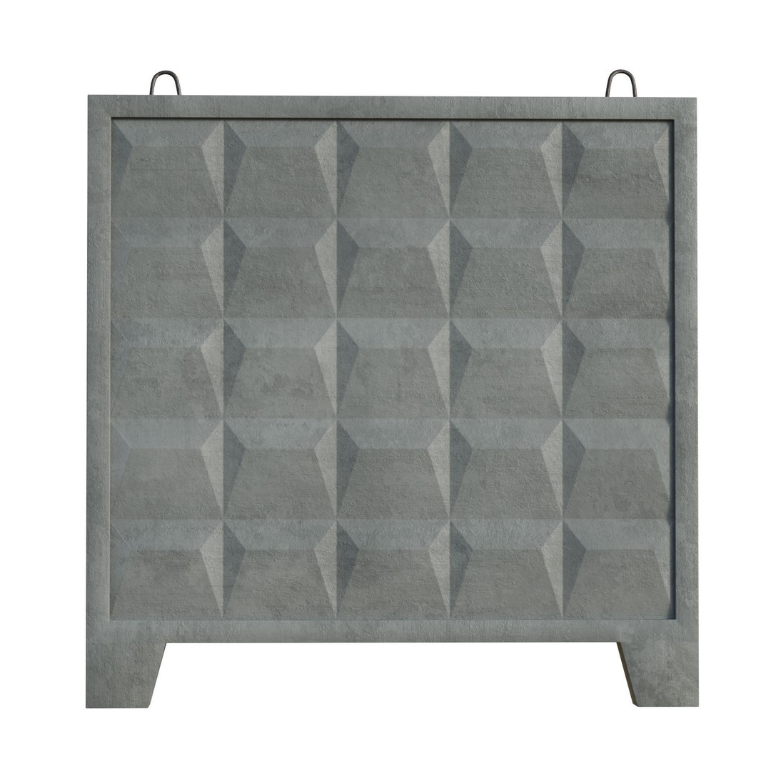 Concrete Wall 3D Model – PBR Textured Asset, FBX, Game Ready - View 8