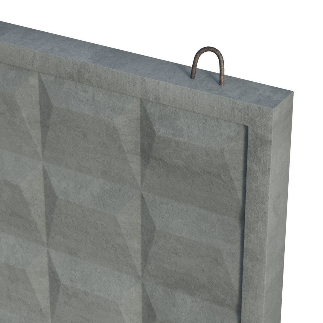 Concrete Wall 3D Model – PBR Textured Asset, FBX, Game Ready - View 9