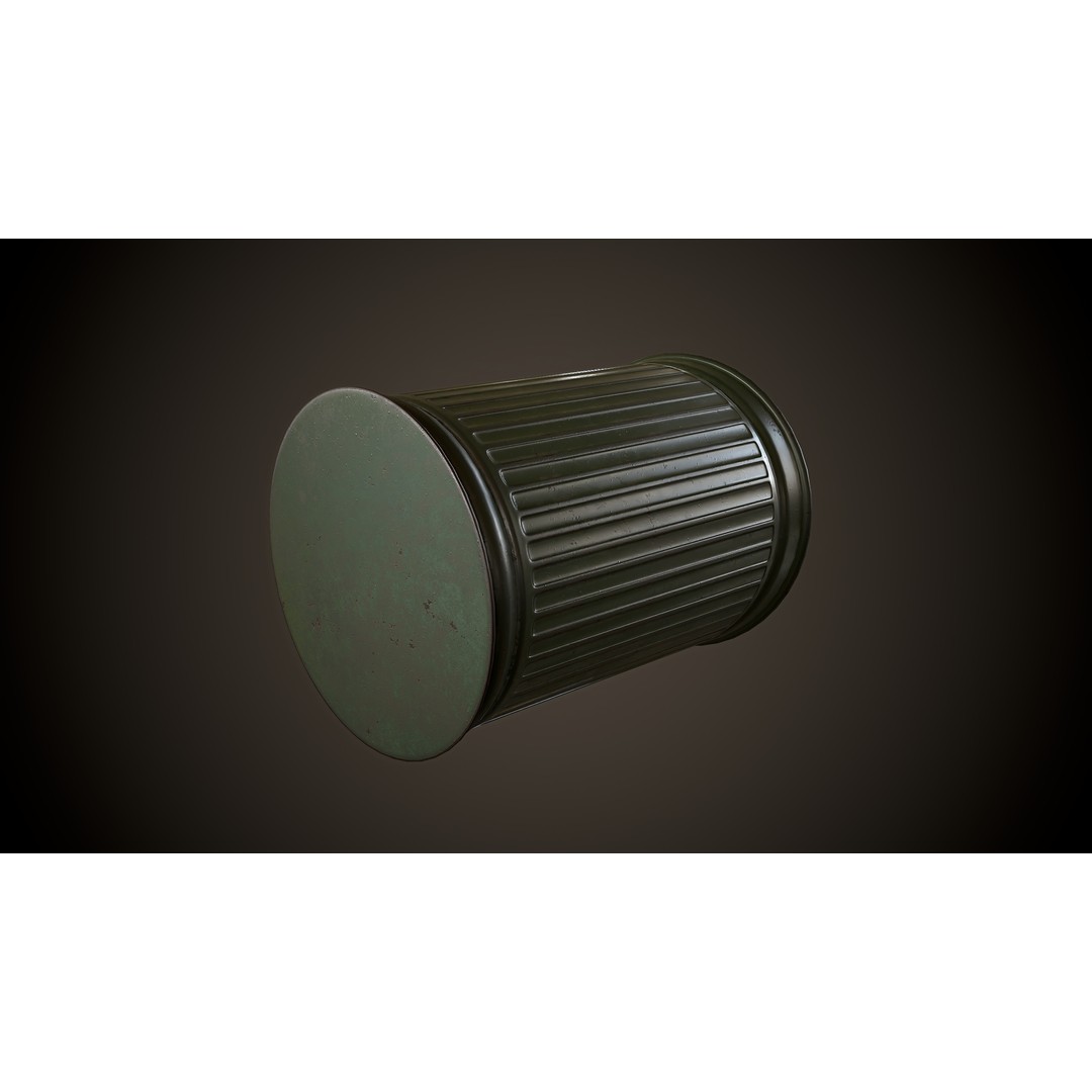 Vintage Trash Bin 3D Model – Low Poly Game Asset, PBR Textures - View 10