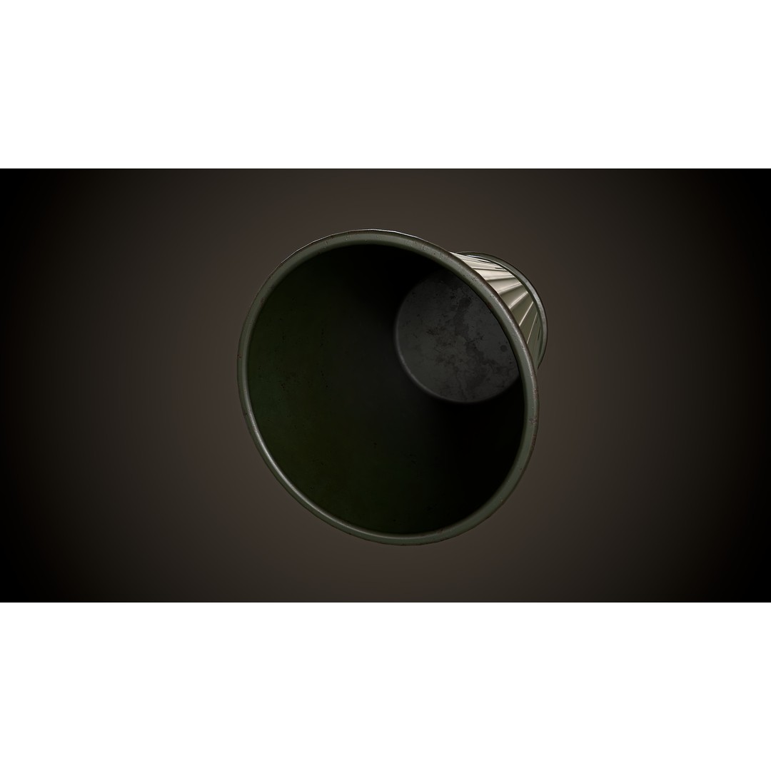 Vintage Trash Bin 3D Model – Low Poly Game Asset, PBR Textures - View 11