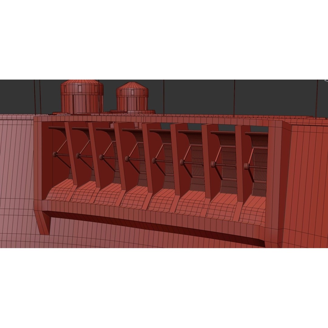 Water Dam 3D Model – Low Poly Industrial Asset, FBX, Blender