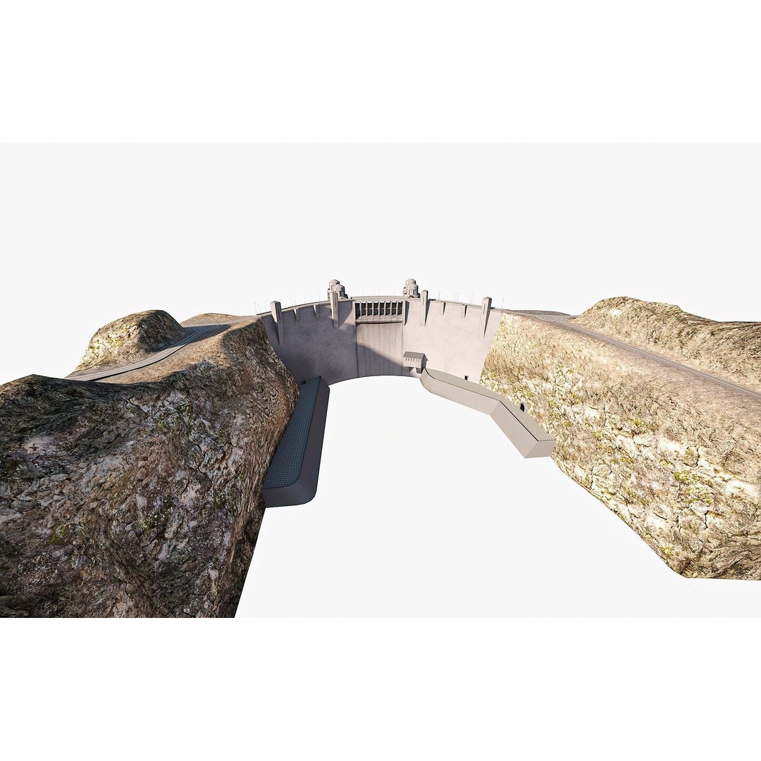 Water Dam 3D Model – Low Poly Industrial Asset, FBX, Blender - View 12