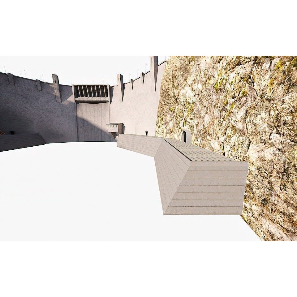 Water Dam 3D Model – Low Poly Industrial Asset, FBX, Blender - View 13
