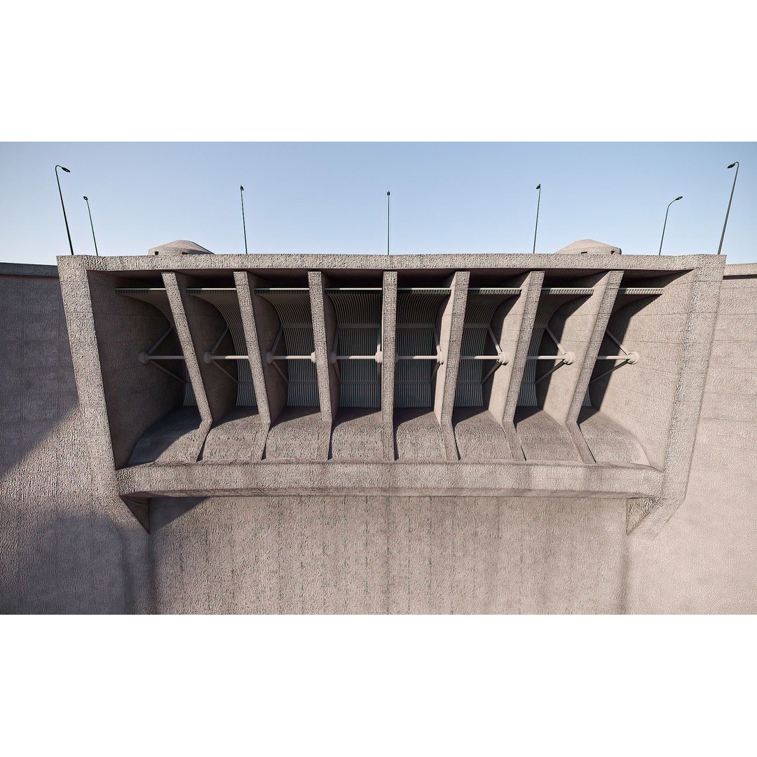 Water Dam 3D Model – Low Poly Industrial Asset, FBX, Blender - View 14