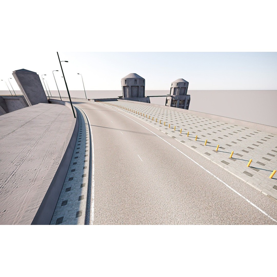 Water Dam 3D Model – Low Poly Industrial Asset, FBX, Blender - View 15