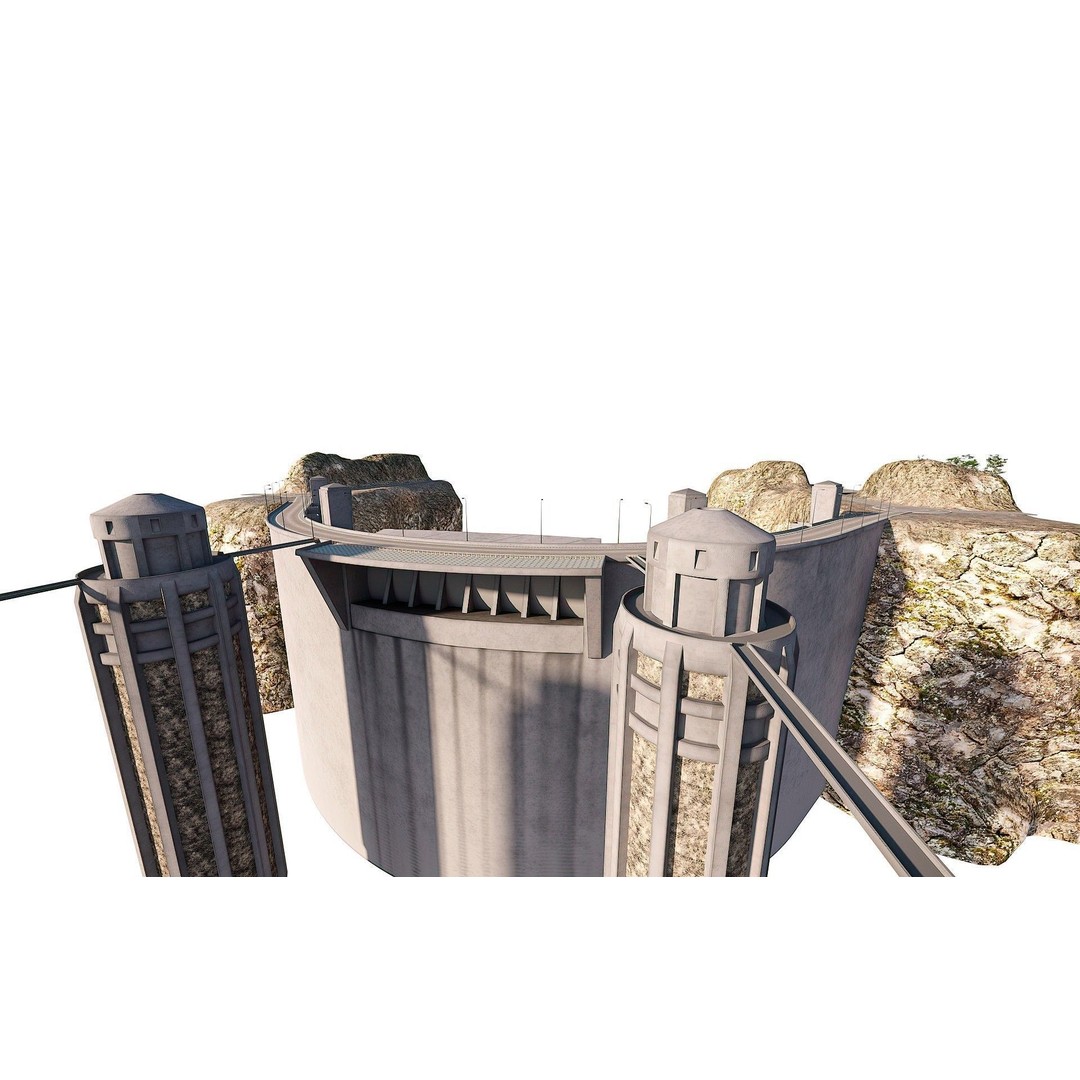 Water Dam 3D Model – Low Poly Industrial Asset, FBX, Blender - View 16