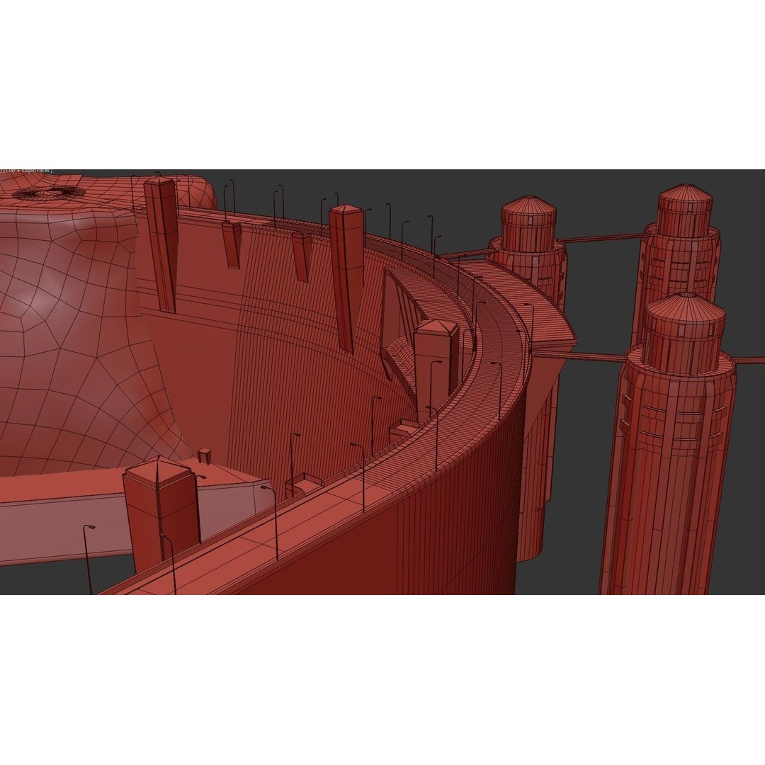 Water Dam 3D Model – Low Poly Industrial Asset, FBX, Blender - View 20