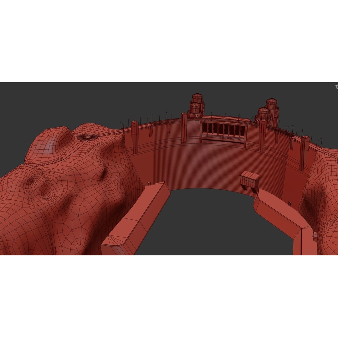 Water Dam 3D Model – Low Poly Industrial Asset, FBX, Blender - View 21