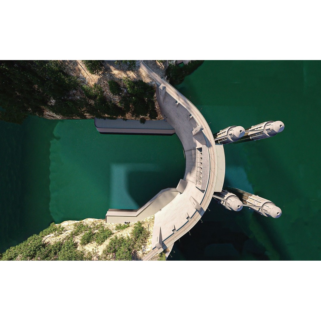 Water Dam 3D Model – Low Poly Industrial Asset, FBX, Blender - View 3
