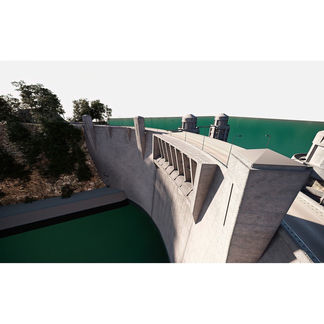 Water Dam 3D Model – Low Poly Industrial Asset, FBX, Blender - View 8