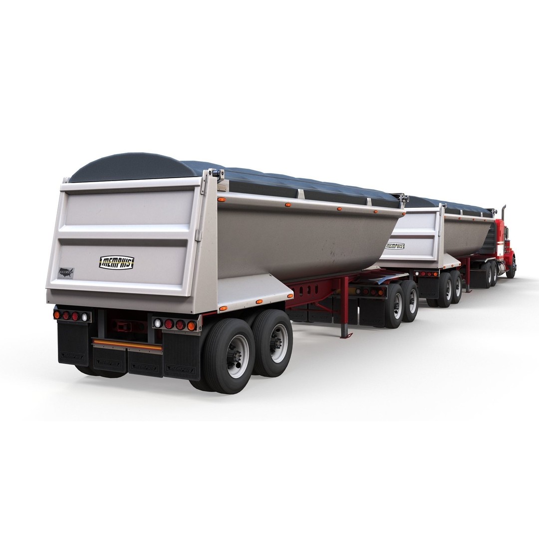 Kenworth W900A Dump Trailer 3D Model – Low Poly Game Asset, FBX - View 10