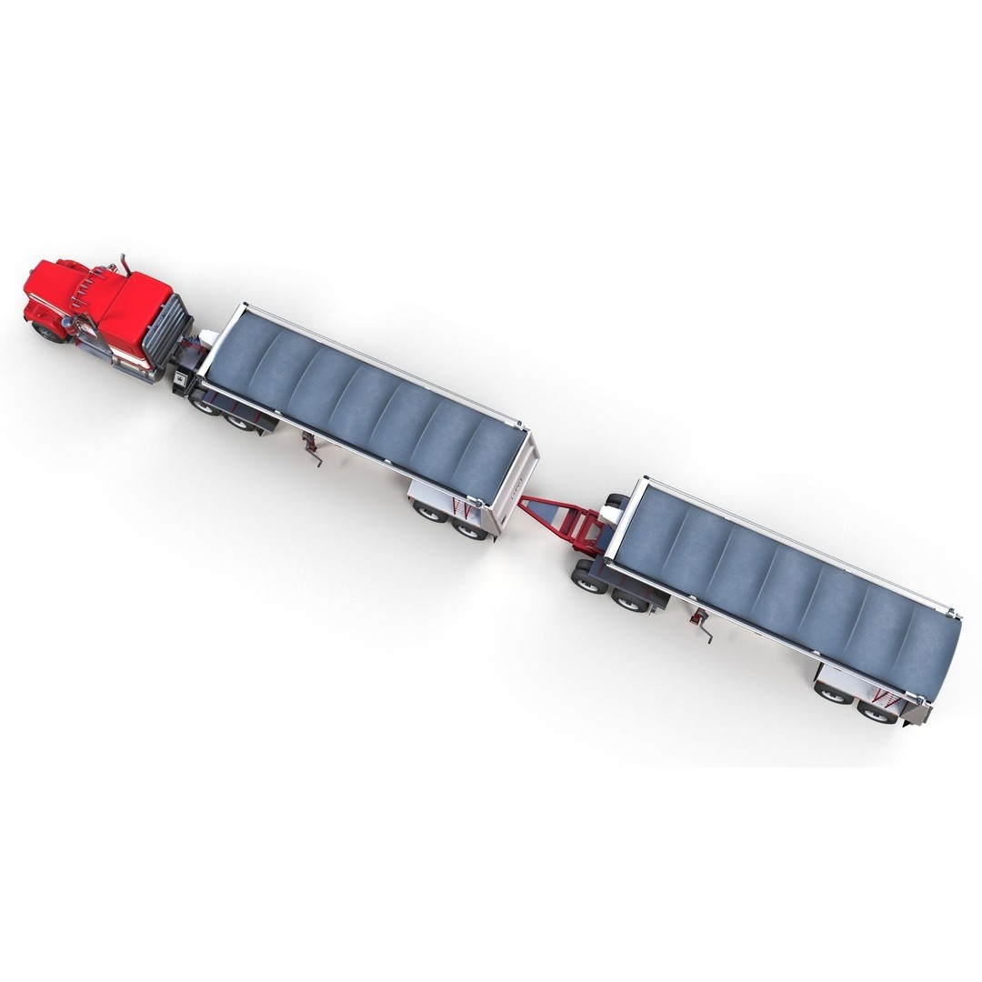 Kenworth W900A Dump Trailer 3D Model – Low Poly Game Asset, FBX - View 11