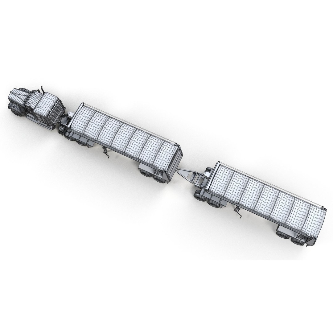 Kenworth W900A Dump Trailer 3D Model – Low Poly Game Asset, FBX - View 19