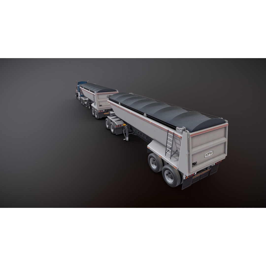 Kenworth W900A Dump Trailer 3D Model – Low Poly Game Asset, FBX - View 22