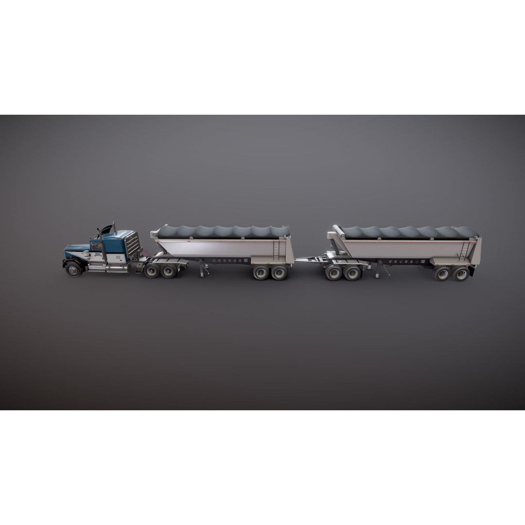 Kenworth W900A Dump Trailer 3D Model – Low Poly Game Asset, FBX - View 23