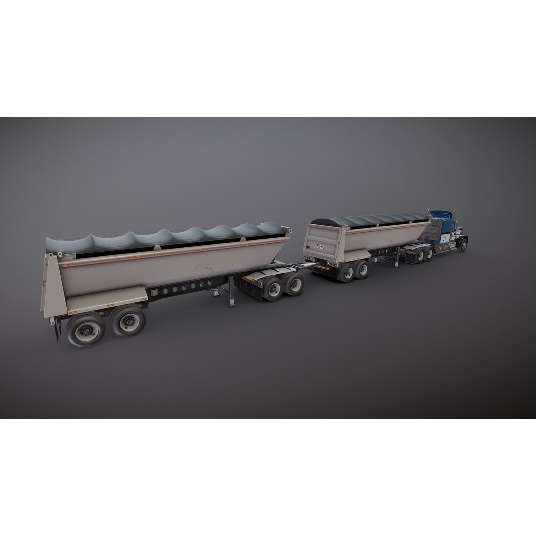 Kenworth W900A Dump Trailer 3D Model – Low Poly Game Asset, FBX - View 24