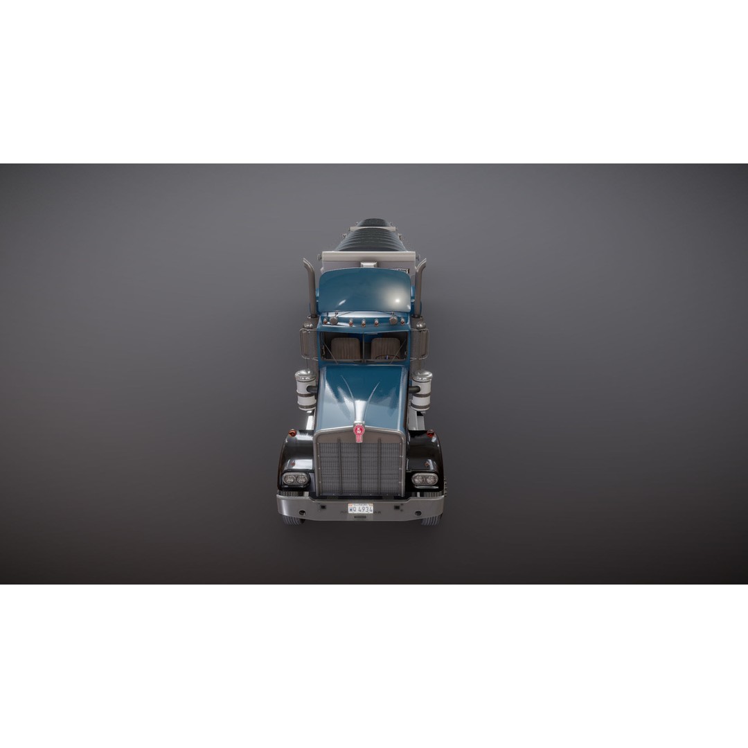 Kenworth W900A Dump Trailer 3D Model – Low Poly Game Asset, FBX - View 26
