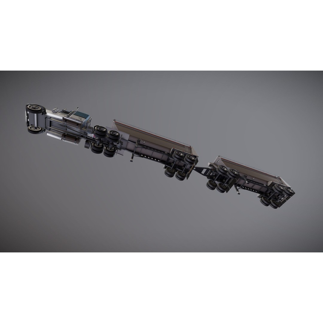 Kenworth W900A Dump Trailer 3D Model – Low Poly Game Asset, FBX - View 28