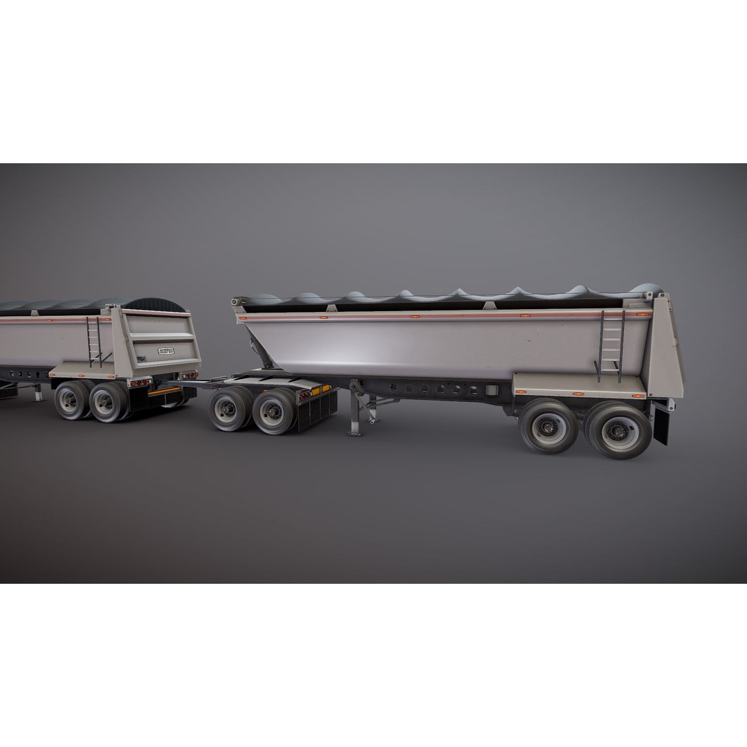 Kenworth W900A Dump Trailer 3D Model – Low Poly Game Asset, FBX - View 29