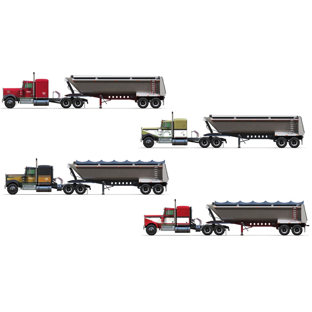 Kenworth W900A Dump Trailer 3D Model – Low Poly Game Asset, FBX - View 3