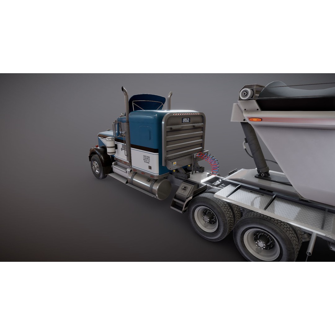 Kenworth W900A Dump Trailer 3D Model – Low Poly Game Asset, FBX - View 37