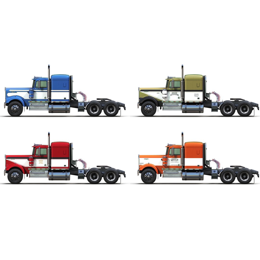 Kenworth W900A Dump Trailer 3D Model – Low Poly Game Asset, FBX - View 4