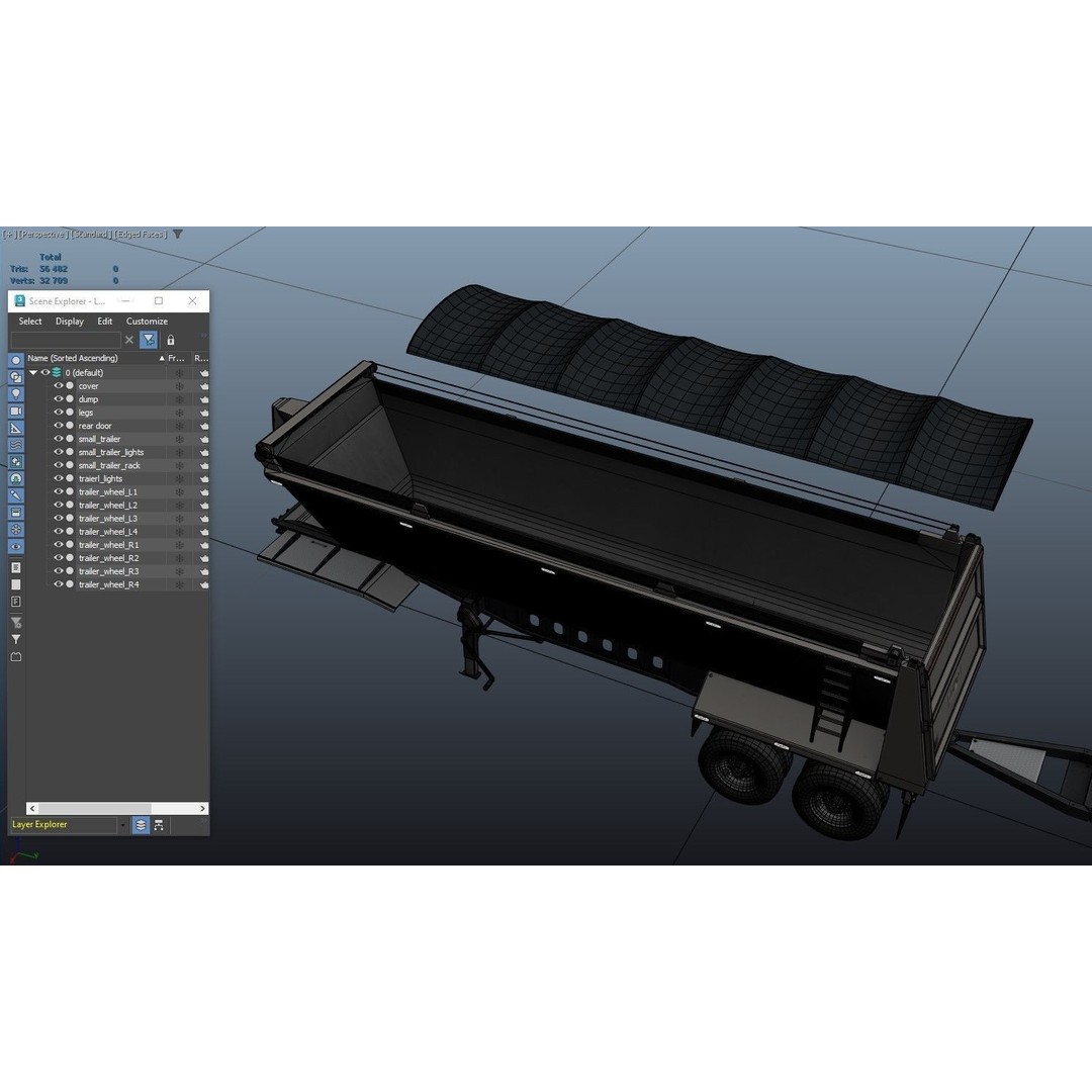 Kenworth W900A Dump Trailer 3D Model – Low Poly Game Asset, FBX - View 51
