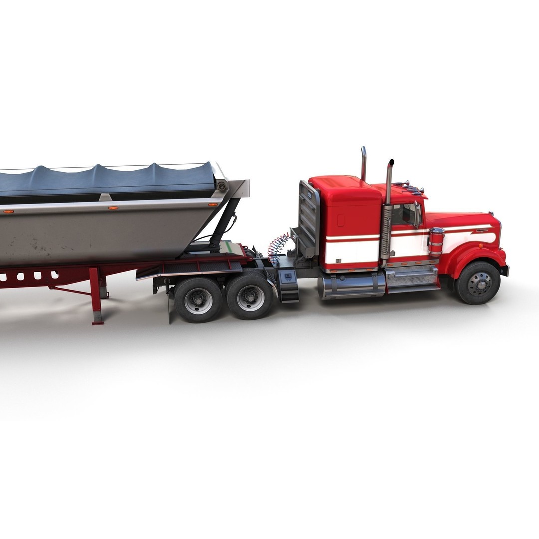 Kenworth W900A Dump Trailer 3D Model – Low Poly Game Asset, FBX - View 7