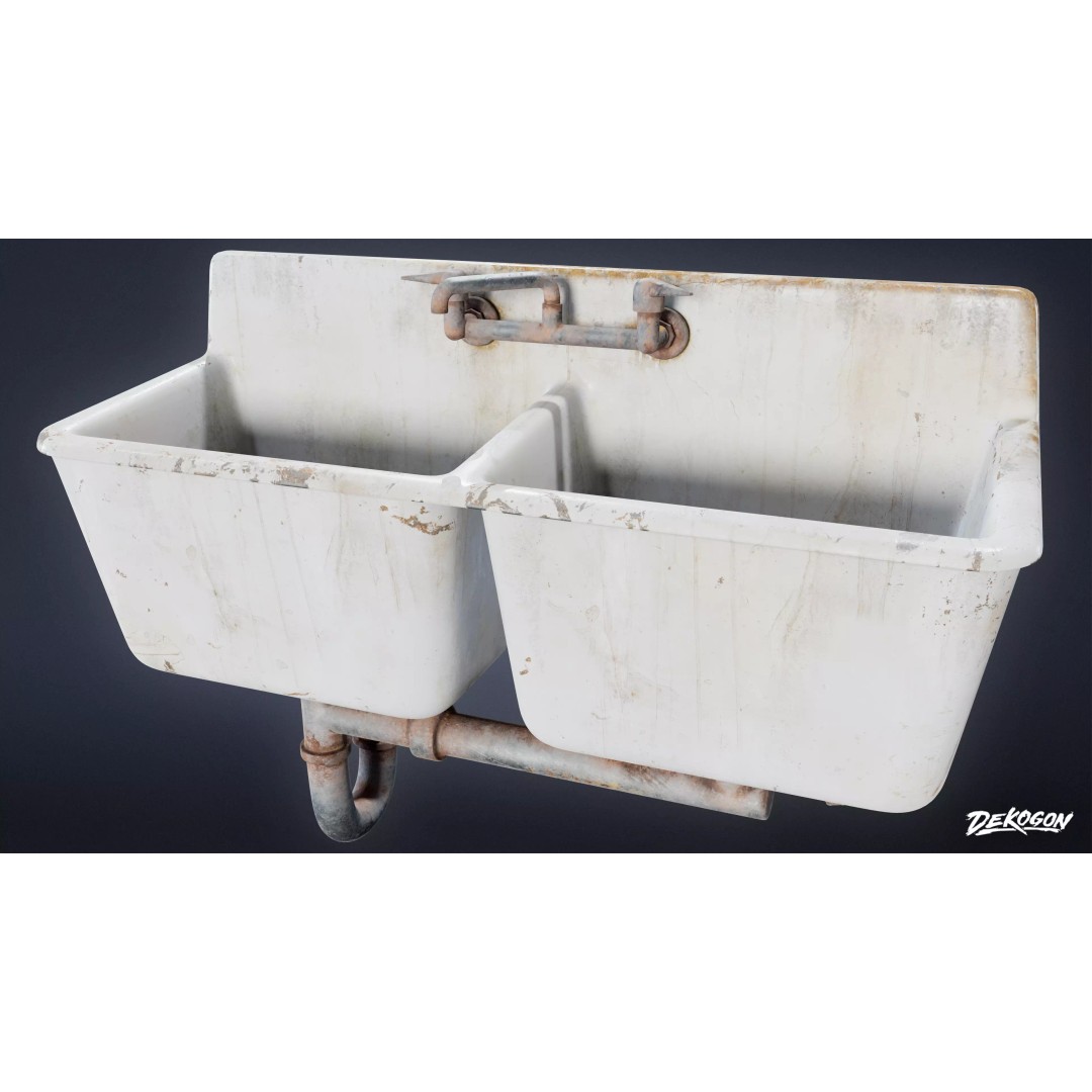 Sink 3D Model – Low Poly Game Asset with PBR Textures, FBX