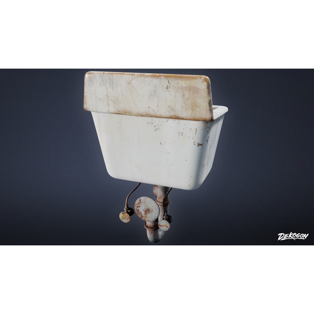 Sink 3D Model – Low Poly Game Asset with PBR Textures, FBX - View 10
