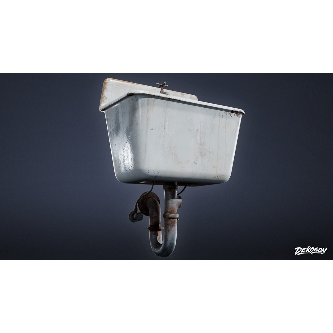 Sink 3D Model – Low Poly Game Asset with PBR Textures, FBX - View 11