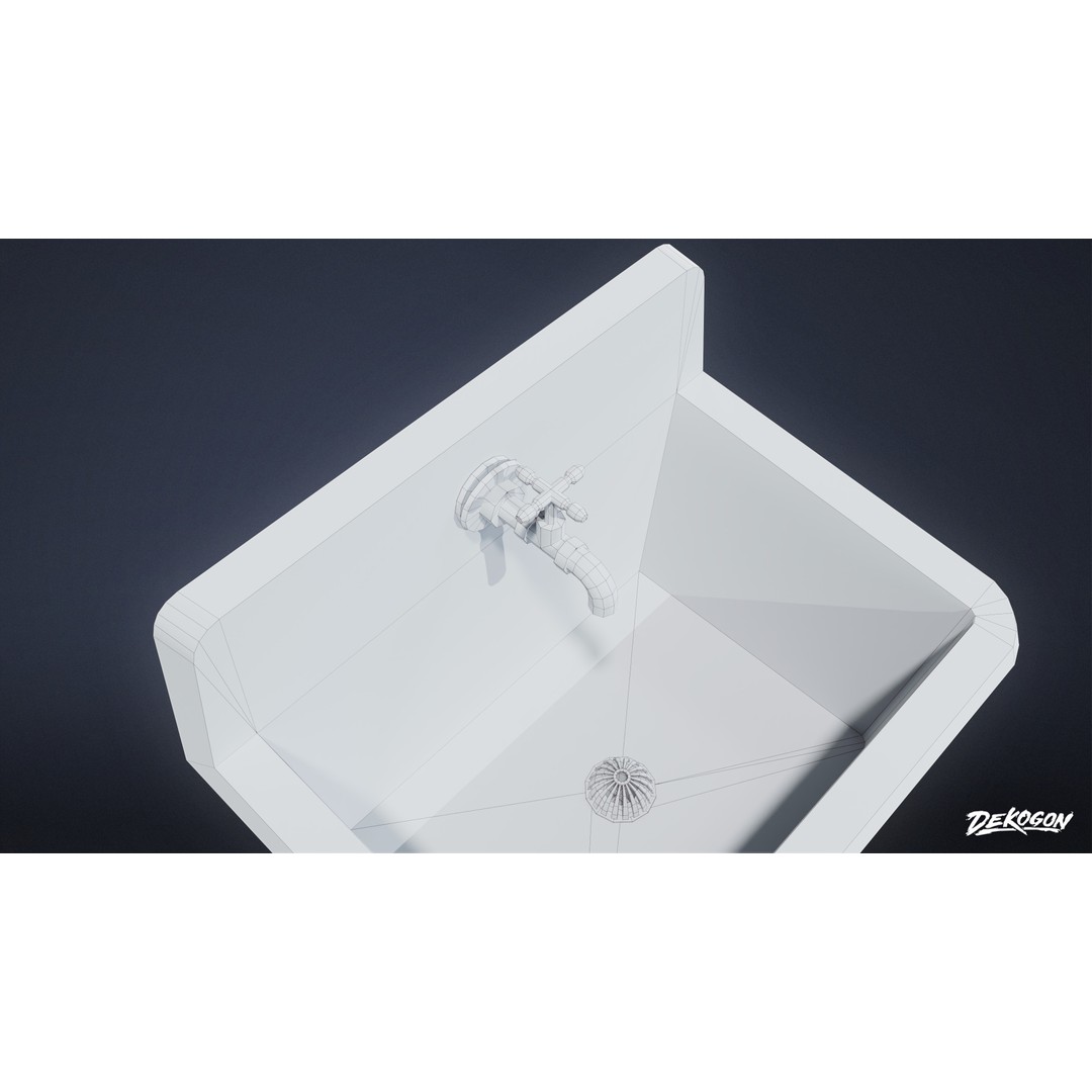 Sink 3D Model – Low Poly Game Asset with PBR Textures, FBX - View 13