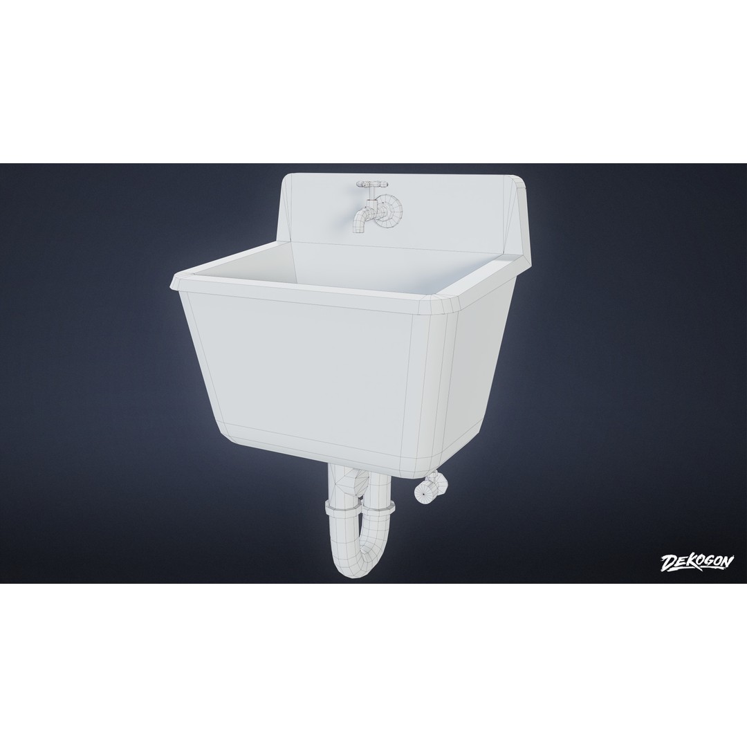 Sink 3D Model – Low Poly Game Asset with PBR Textures, FBX - View 14
